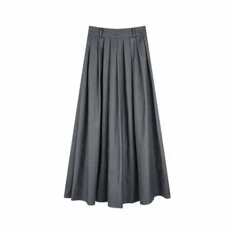 Y2K Black Pleated Maxi Skirt - High Waist, Spring & Autumn Retro 90S Grunge Fashion For Women