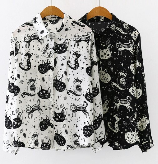 Y2K Cartoon Print Long Sleeve Top - Retro 90S Grunge, Summer Outfits, And Pastel Goth Style