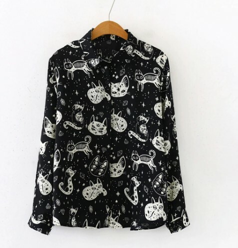 Y2K Cartoon Print Long Sleeve Top - Retro 90S Grunge, Summer Outfits, And Pastel Goth Style