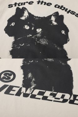 Y2K Cat Graphic Shirt - Retro 90S Grunge, Summer Outfits, Y2K Fashion, Baby Tees, Pastel Goth