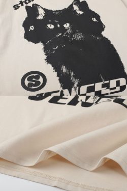 Y2K Cat Graphic Shirt - Retro 90S Grunge, Summer Outfits, Y2K Fashion, Baby Tees, Pastel Goth
