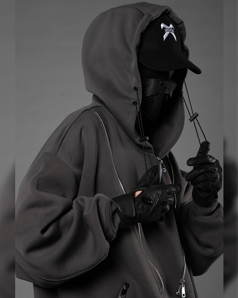 Y2K Cyberpunk Techwear Hoodie - 90S Grunge, Retro Style, Y2K Summer & Party Outfits