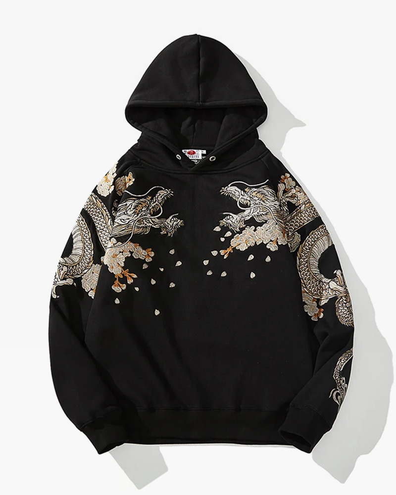 Y2K Dragon Embroidered Hoodie - 90S Grunge, Retro Style, Y2K Fashion, Summer & Party Outfits