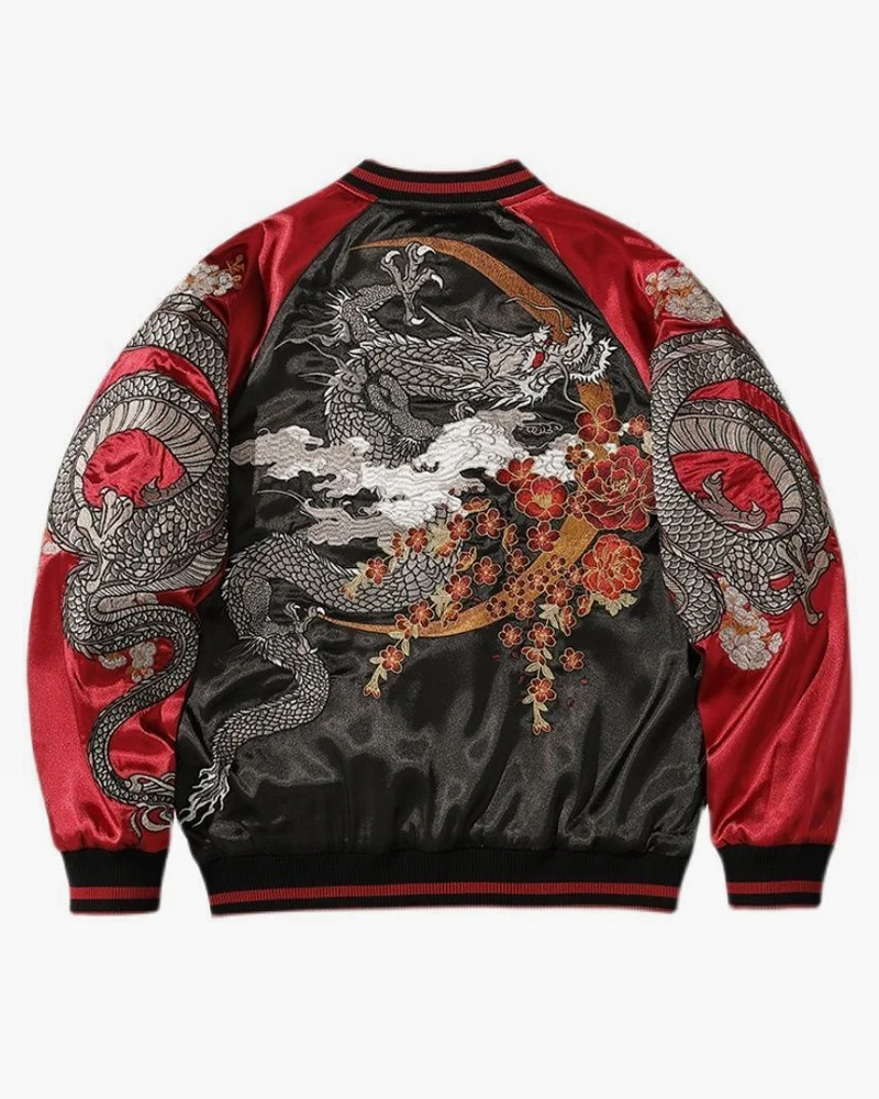 Y2K Dragon Embroidered Jacket - 90S Grunge, Retro Style, Y2K Fashion, Summer & Party Outfits