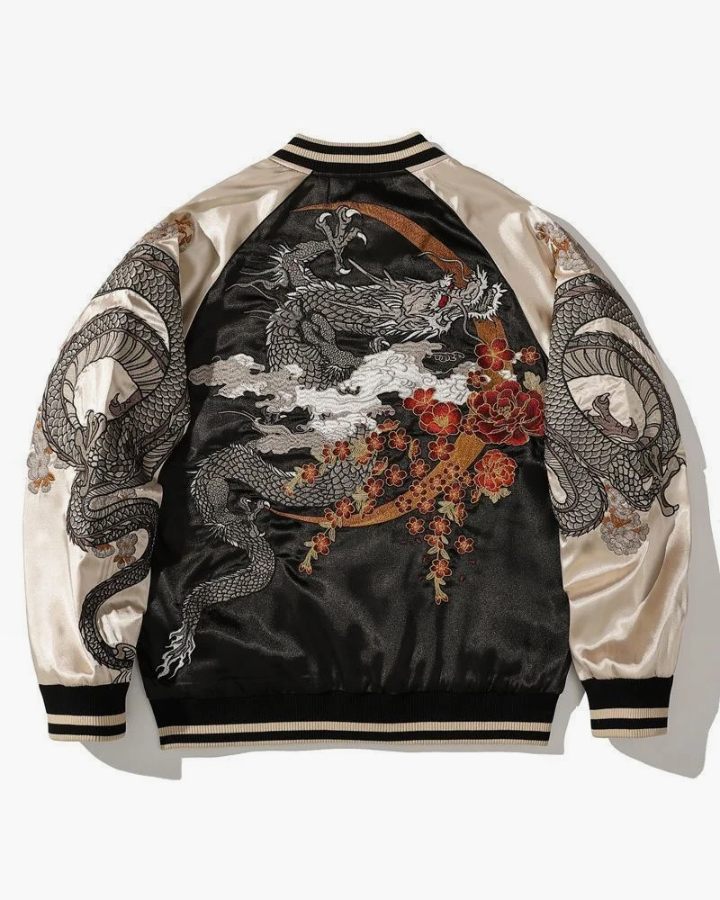 Y2K Dragon Embroidered Jacket - 90S Grunge, Retro Style, Y2K Fashion, Summer & Party Outfits
