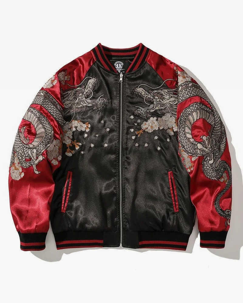 Y2K Dragon Embroidered Jacket - 90S Grunge, Retro Style, Y2K Fashion, Summer & Party Outfits