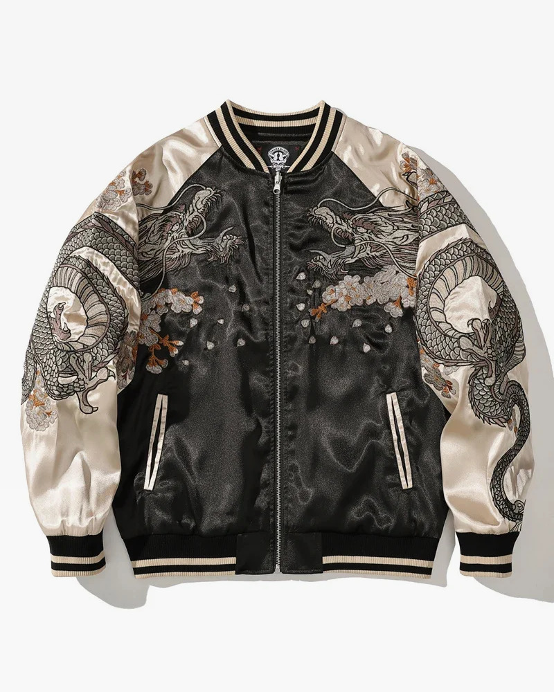 Y2K Dragon Embroidered Jacket - 90S Grunge, Retro Style, Y2K Fashion, Summer & Party Outfits