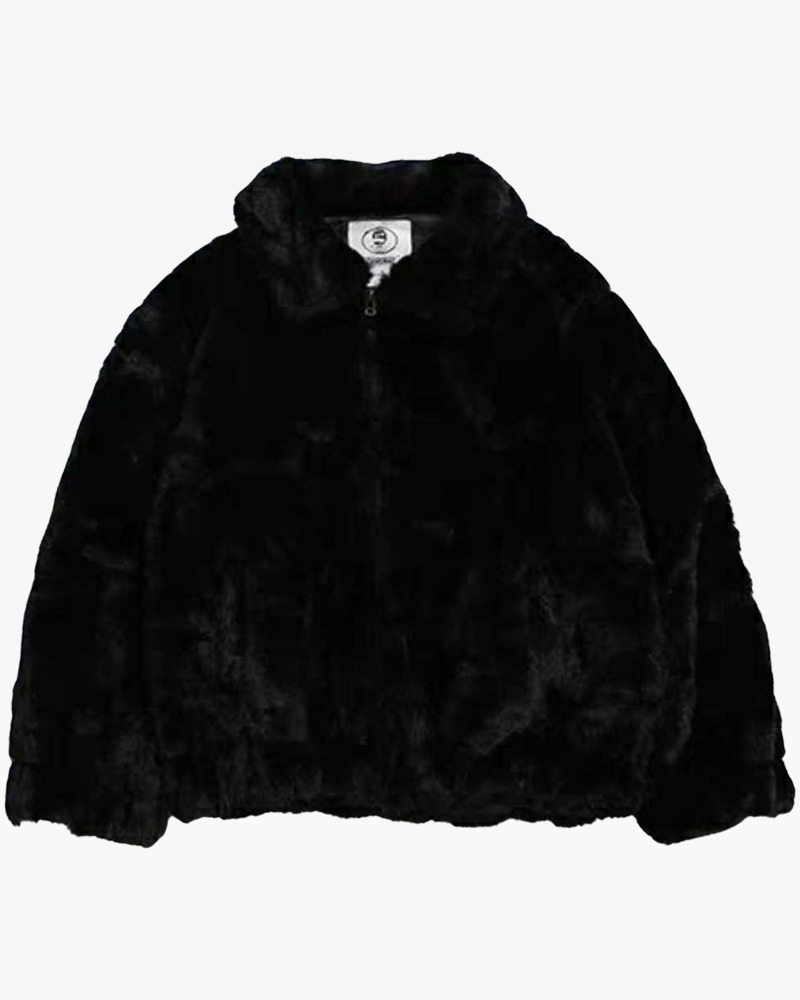 Y2K Faux Fur Bomber Jacket - 90S Grunge, Retro Style, Pastel Goth, Y2K Party & Club Outfits