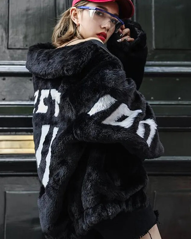 Y2K Faux Fur Bomber Jacket - 90S Grunge, Retro Style, Pastel Goth, Y2K Party & Club Outfits