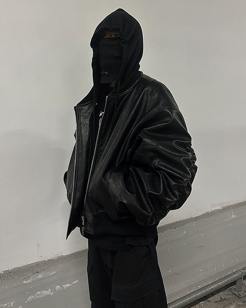 Y2K Faux Leather Oversized Bomber Jacket - 90S Grunge, Retro Style, Y2K Fashion Must-Have