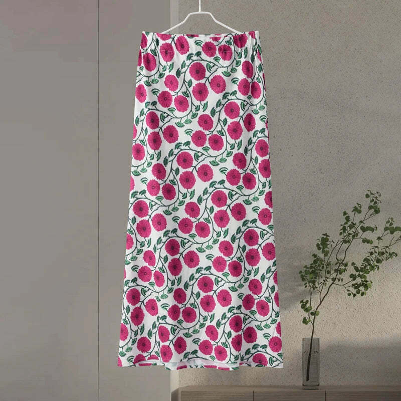Y2K Floral Skirt & Lace-Up Top Set - Retro 90S Summer Outfit, Soft 2-Piece V-Neck Shortsleeve