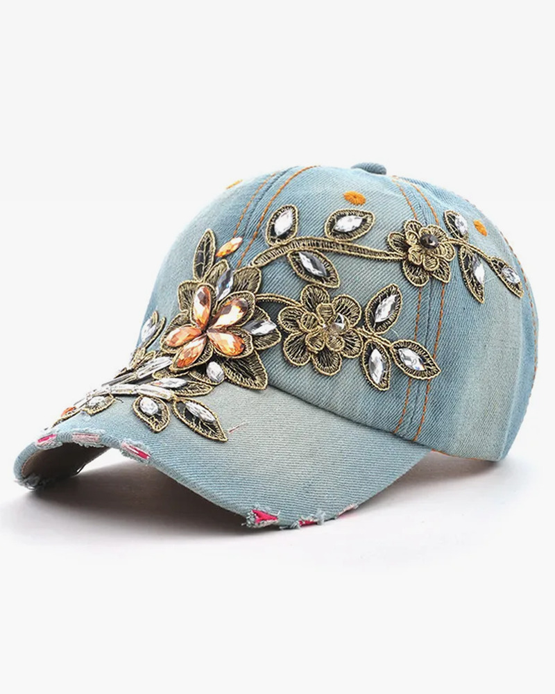 Y2K Flower Embroidered Baseball Cap - Retro 90S Grunge, Summer Y2K Fashion, Pastel Goth Style