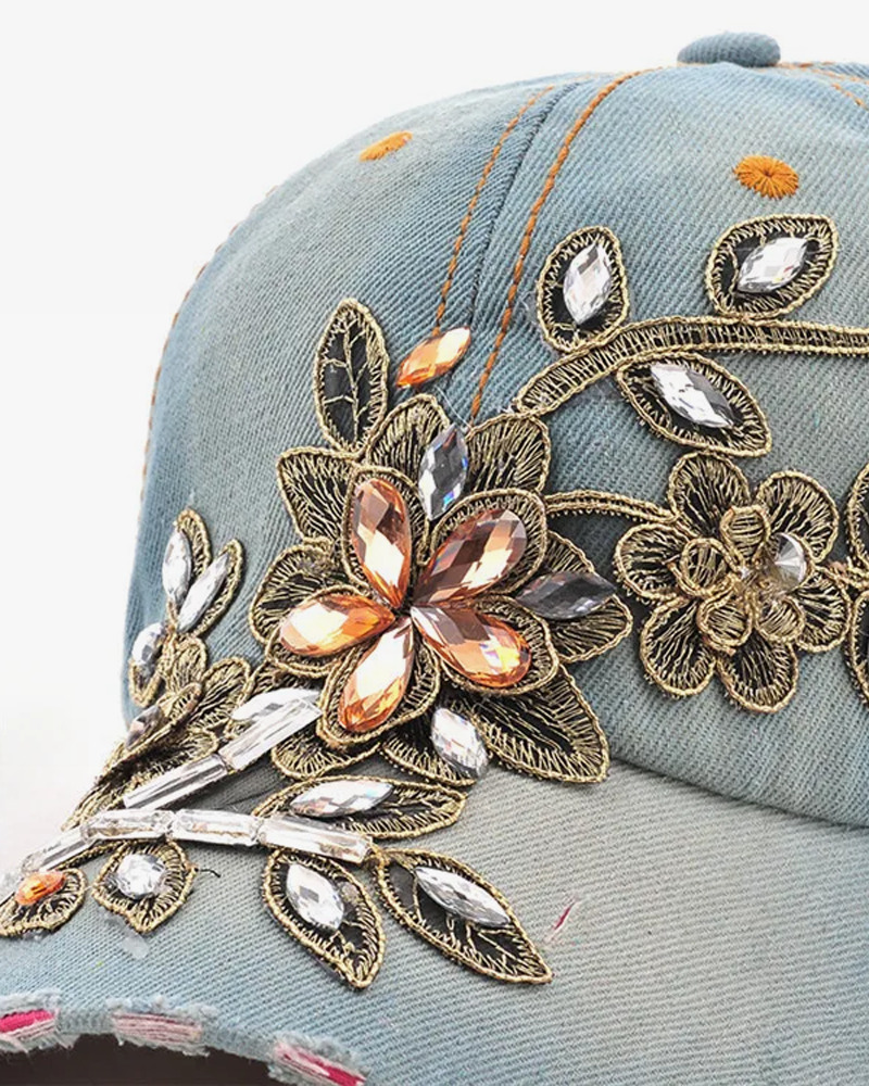 Y2K Flower Embroidered Baseball Cap - Retro 90S Grunge, Summer Y2K Fashion, Pastel Goth Style