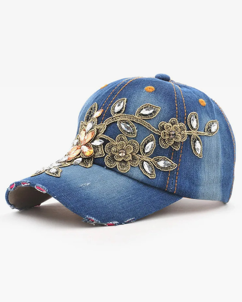 Y2K Flower Embroidered Baseball Cap - Retro 90S Grunge, Summer Y2K Fashion, Pastel Goth Style