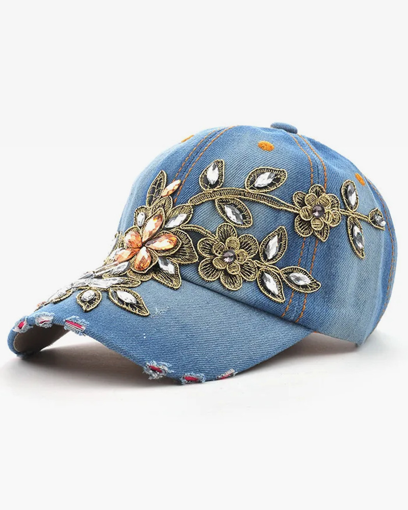 Y2K Flower Embroidered Baseball Cap - Retro 90S Grunge, Summer Y2K Fashion, Pastel Goth Style