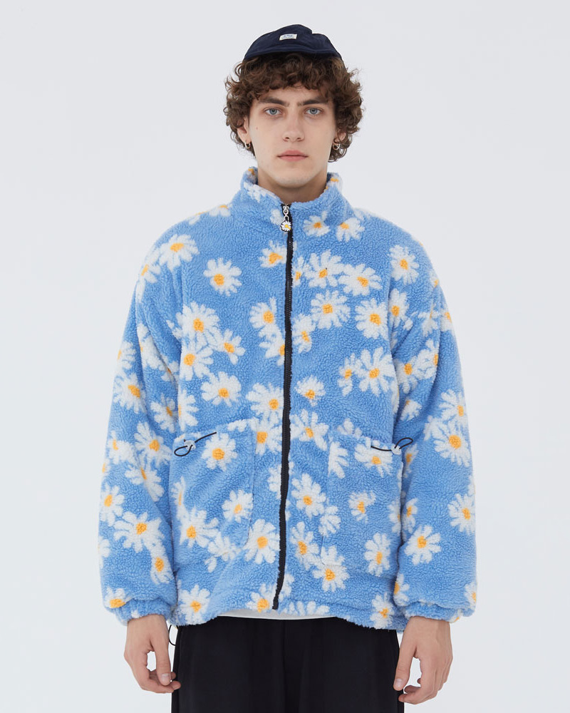 Y2K Flower Fleece Jacket - Retro 90S Grunge, Summer Outfits, Pastel Goth, Y2K Fashion
