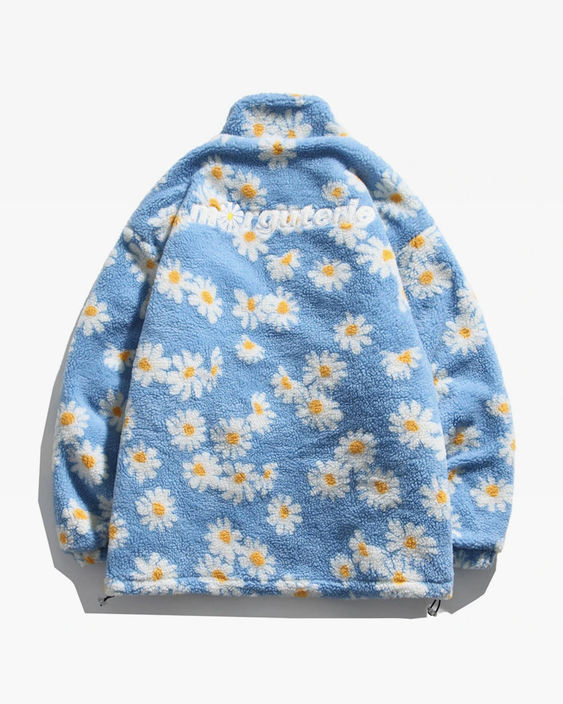 Y2K Flower Fleece Jacket - Retro 90S Grunge, Summer Outfits, Pastel Goth, Y2K Fashion