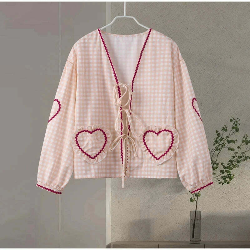 Y2K Flower Print Puff Sleeve Blouse - Retro 90S Grunge Summer Top With Bow Lace Up V-Neck