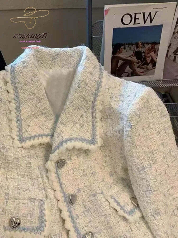 Y2K French Tweed Jacket - Grunge, 90S, Retro, Pastel Goth, Versatile Autumn/Winter Coat