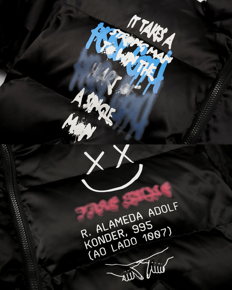 Y2K Graffiti Puffer Jacket - 90S Grunge, Retro Style, Y2K Fashion, Summer & Party Outfits