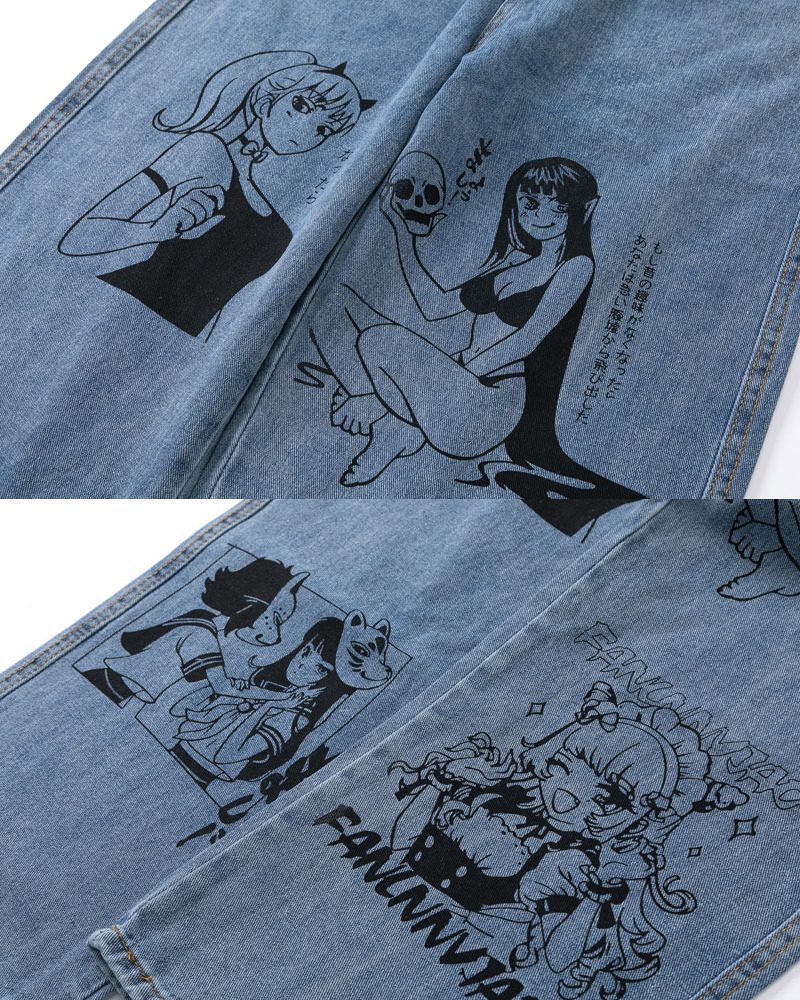 Y2K Grunge Anime Jeans - Retro 90S Fashion, Summer Outfits, And Hip Hop Style For Women