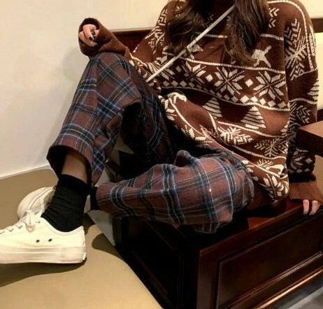 Y2K Grunge Aspen Fleece Plaid Pants - Retro 90S Summer Outfit, Y2K Fashion Essentials