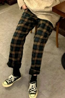 Y2K Grunge Aspen Fleece Plaid Pants - Retro 90S Summer Outfit, Y2K Fashion Essentials