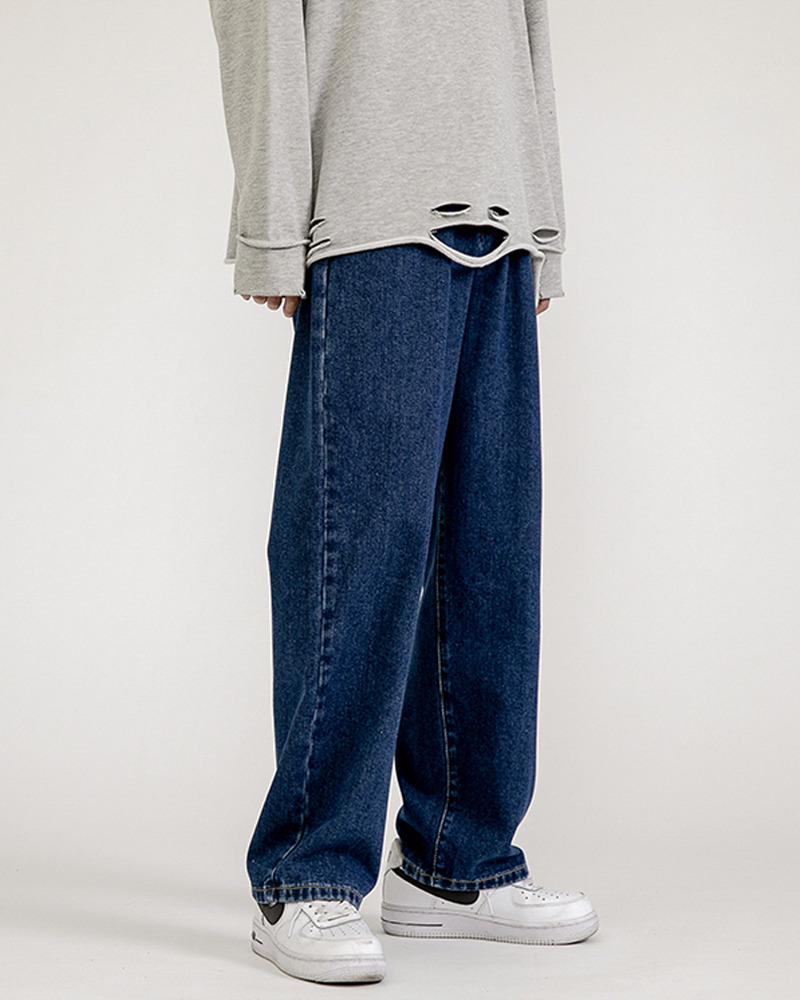 Y2K Grunge Baggy Dark Blue Jeans - Retro 90S Fashion, Summer Y2K Outfits, Gothic Y2K Style