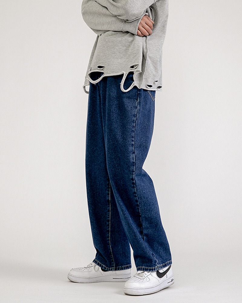 Y2K Grunge Baggy Dark Blue Jeans - Retro 90S Fashion, Summer Y2K Outfits, Gothic Y2K Style
