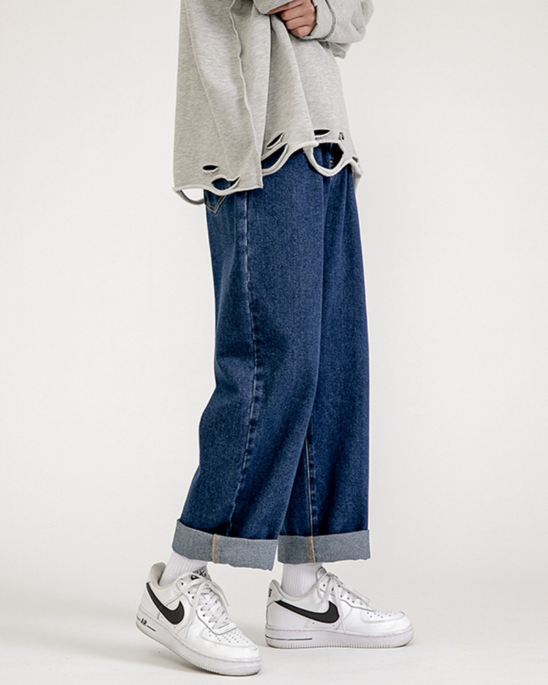 Y2K Grunge Baggy Dark Blue Jeans - Retro 90S Fashion, Summer Y2K Outfits, Gothic Y2K Style