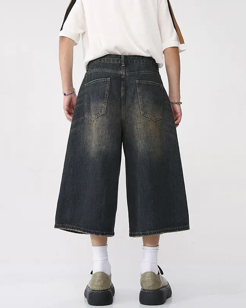Y2K Grunge Baggy Jean Shorts - Retro 90S Summer Outfit, Y2K Fashion, Pastel Goth Style