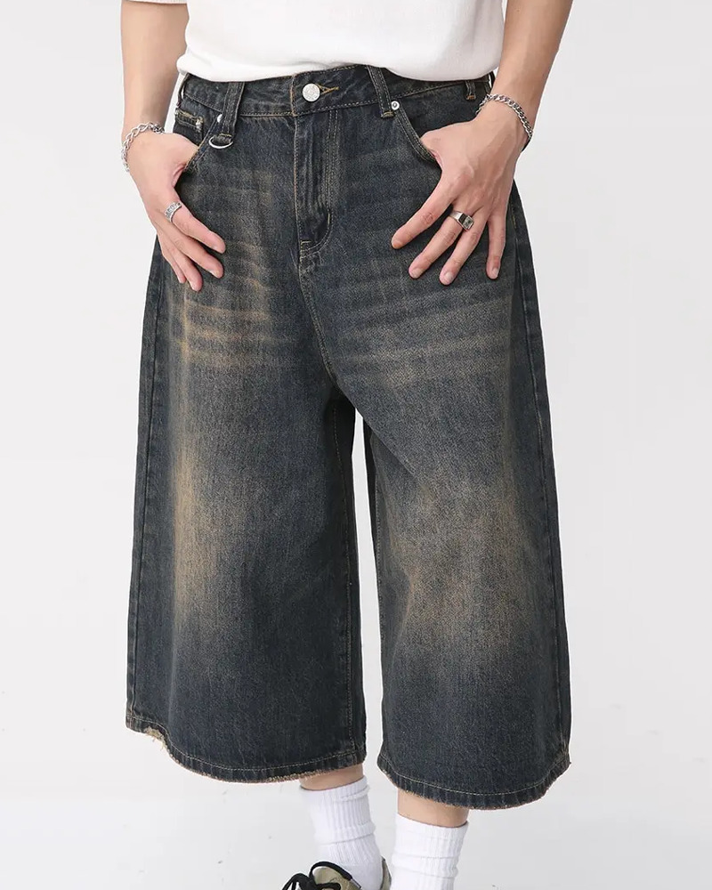 Y2K Grunge Baggy Jean Shorts - Retro 90S Summer Outfit, Y2K Fashion, Pastel Goth Style