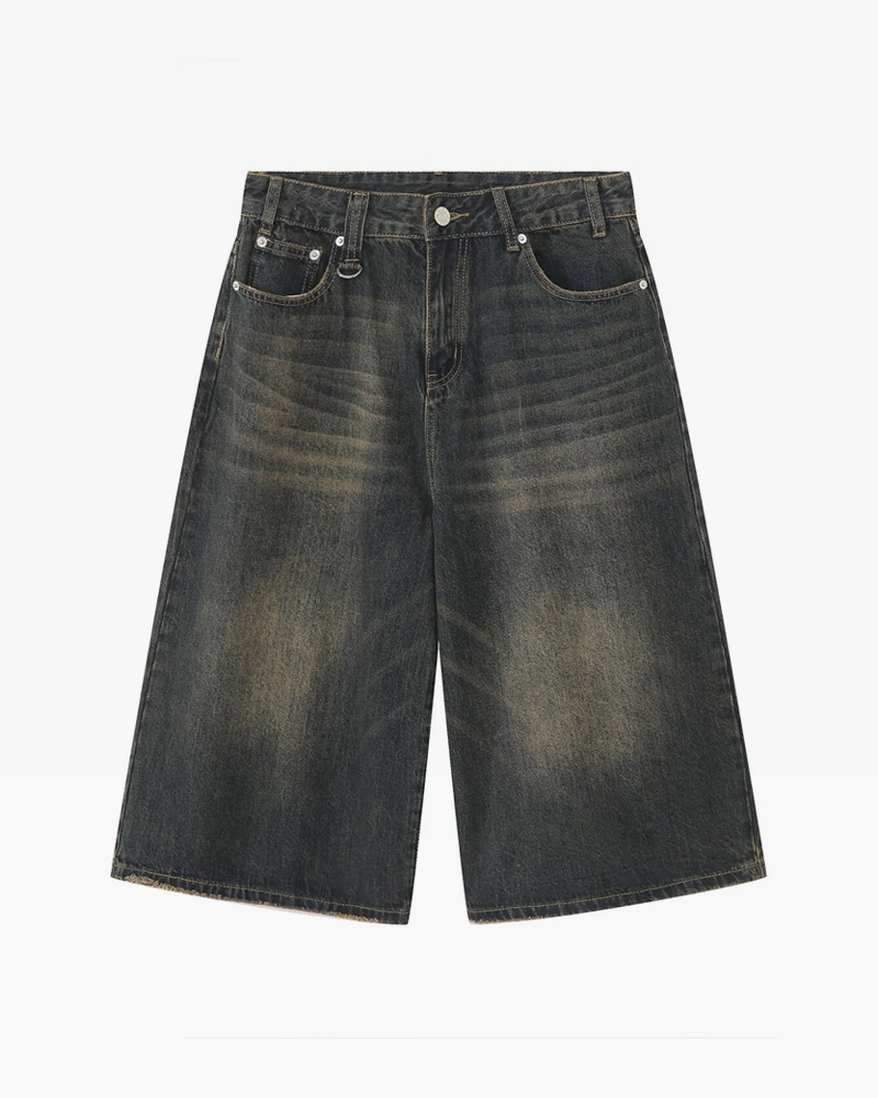 Y2K Grunge Baggy Jean Shorts - Retro 90S Summer Outfit, Y2K Fashion, Pastel Goth Style