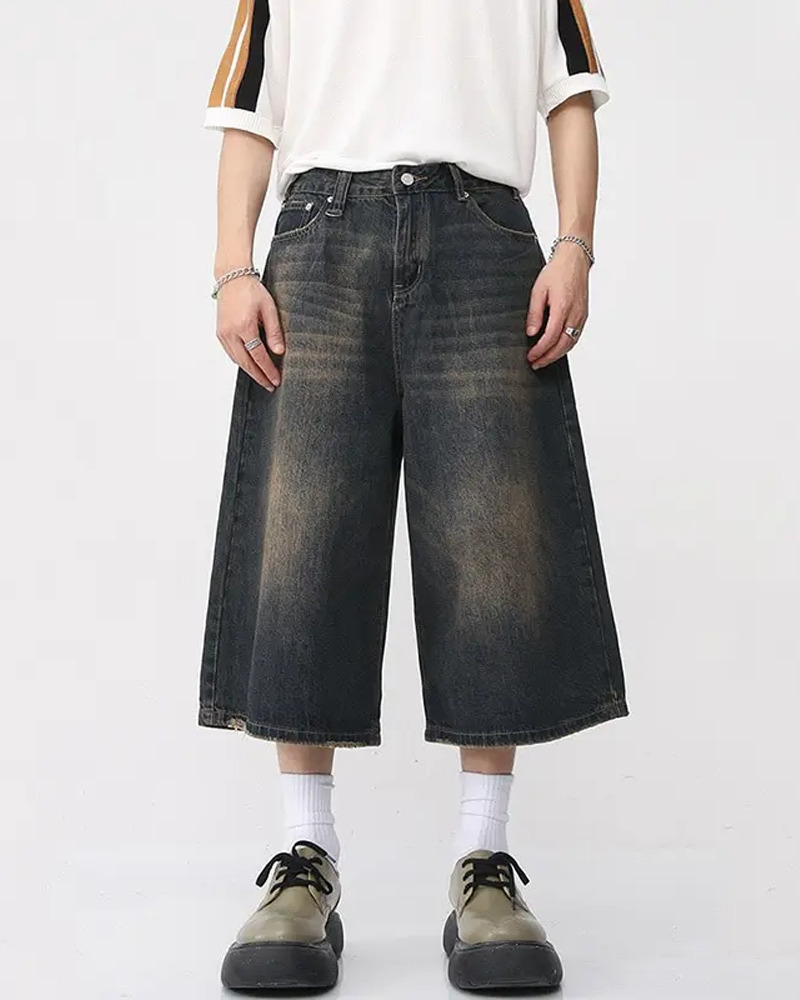 Y2K Grunge Baggy Jean Shorts - Retro 90S Summer Outfit, Y2K Fashion, Pastel Goth Style
