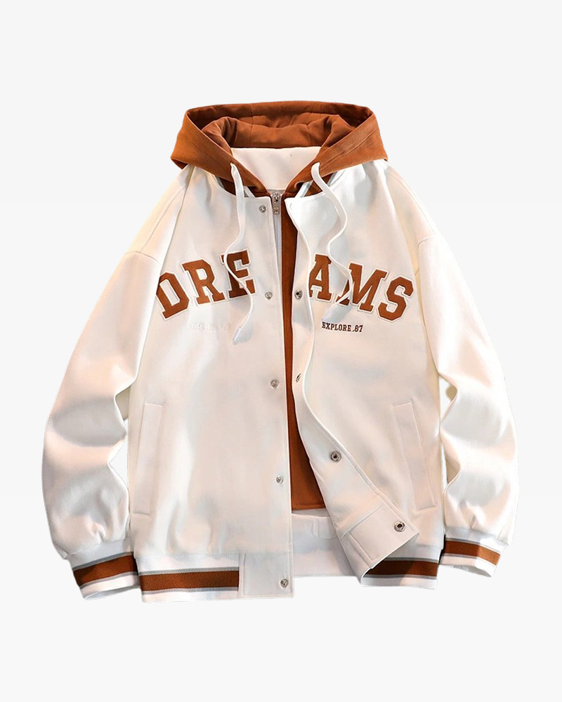 Y2K Grunge Baseball Jacket With Hood - Retro 90S Fashion, Summer Y2K Outfits, Pastel Goth Style