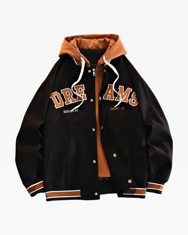 Y2K Grunge Baseball Jacket With Hood - Retro 90S Fashion, Summer Y2K Outfits, Pastel Goth Style