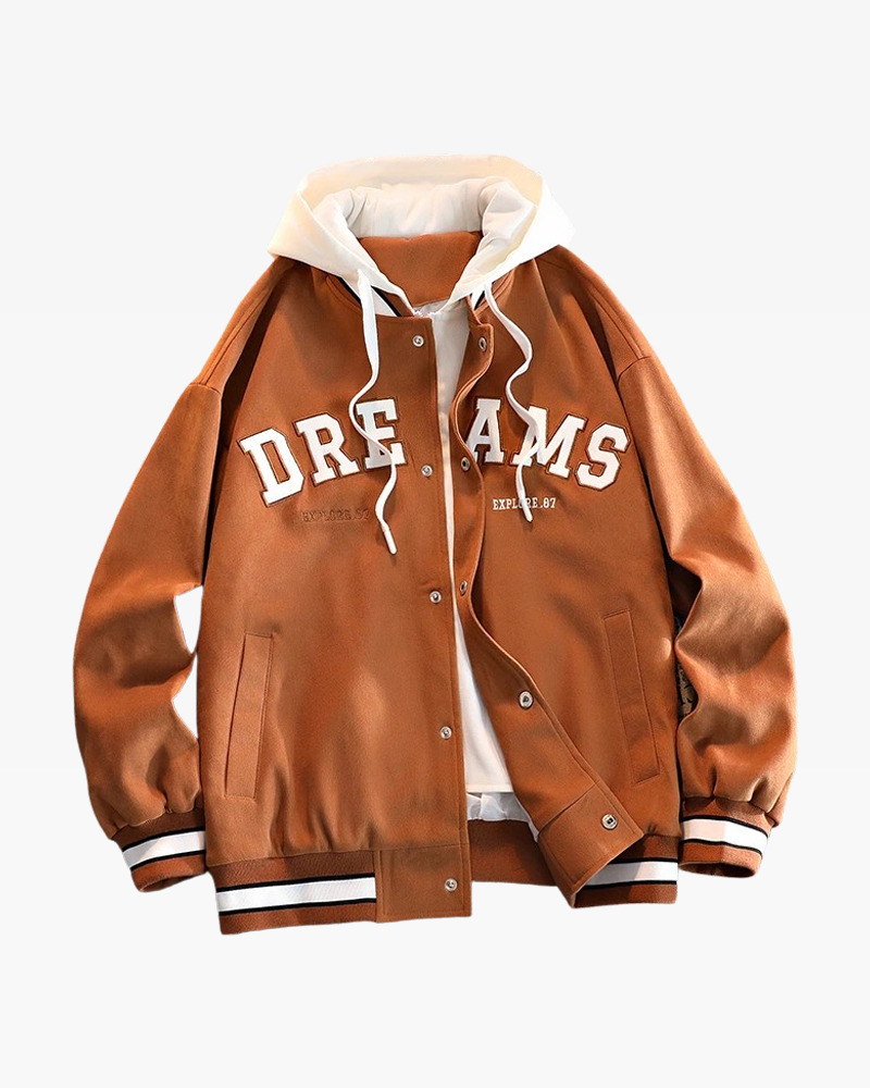 Y2K Grunge Baseball Jacket With Hood - Retro 90S Fashion, Summer Y2K Outfits, Pastel Goth Style