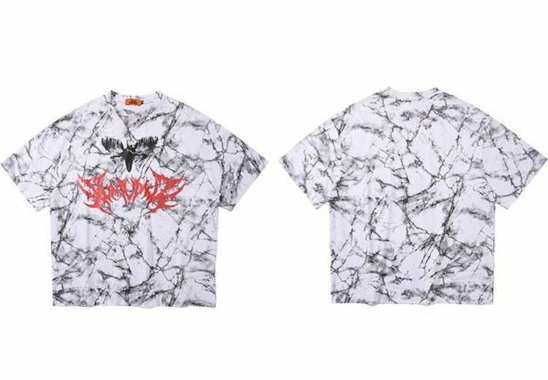 Y2K Grunge Bat Print T-Shirt - Retro 90S Fashion, Summer Y2K Outfits, Gothic Y2K Style