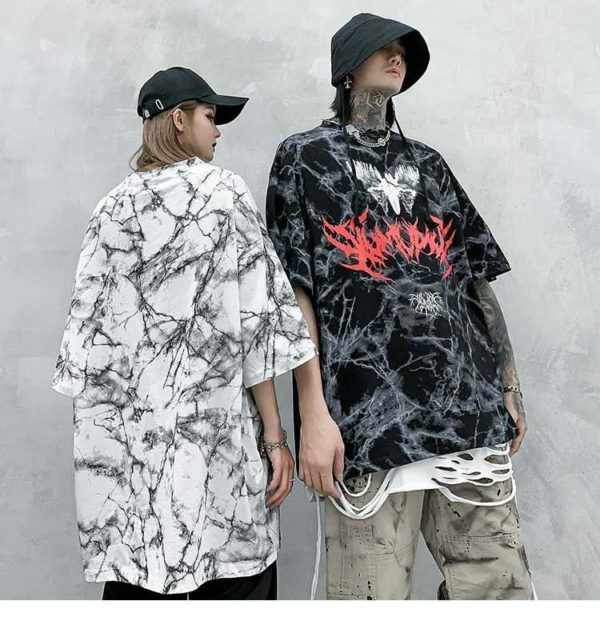 Y2K Grunge Bat Print T-Shirt - Retro 90S Fashion, Summer Y2K Outfits, Gothic Y2K Style