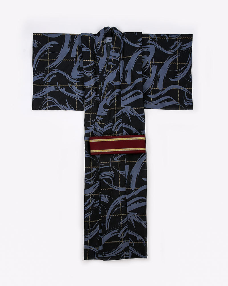 Y2K Grunge Black And Blue Kimono - Retro 90S Fashion, Summer Y2K Outfits, Gothic Y2K Style
