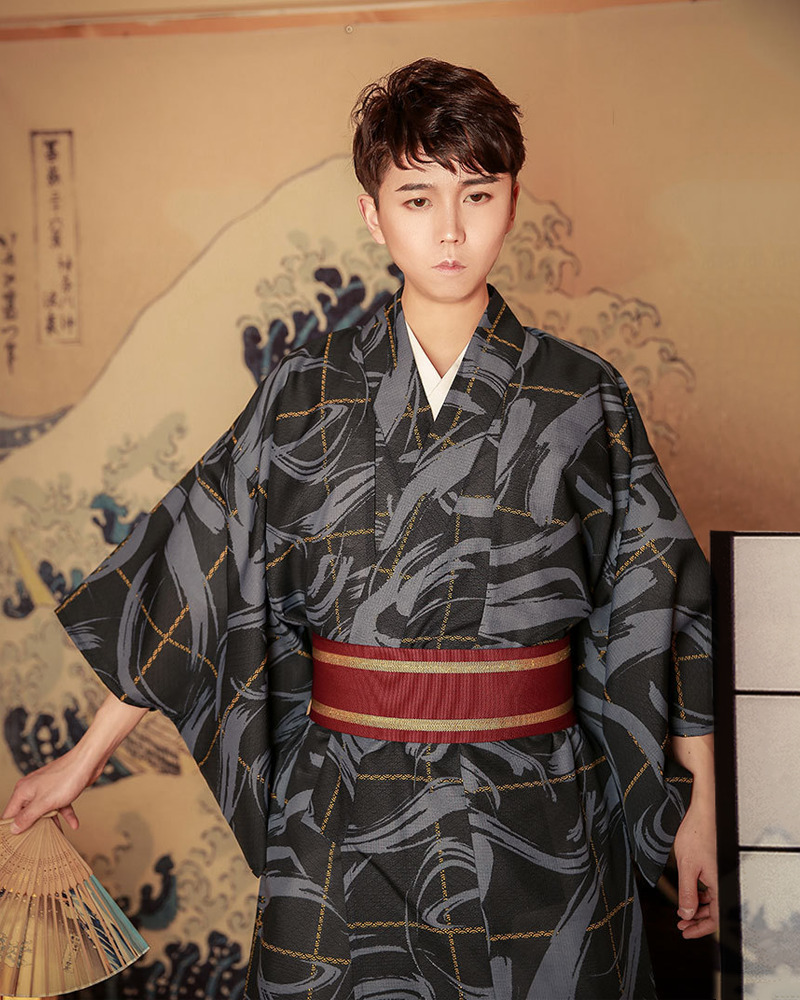 Y2K Grunge Black And Blue Kimono - Retro 90S Fashion, Summer Y2K Outfits, Gothic Y2K Style
