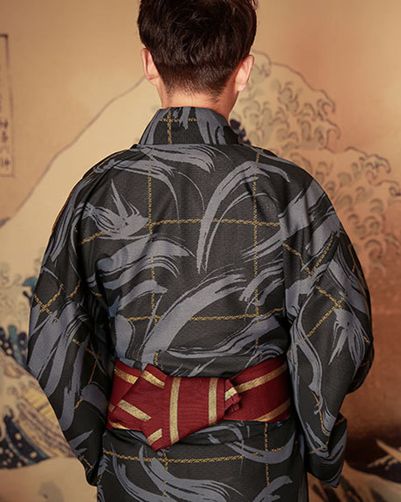 Y2K Grunge Black And Blue Kimono - Retro 90S Fashion, Summer Y2K Outfits, Gothic Y2K Style