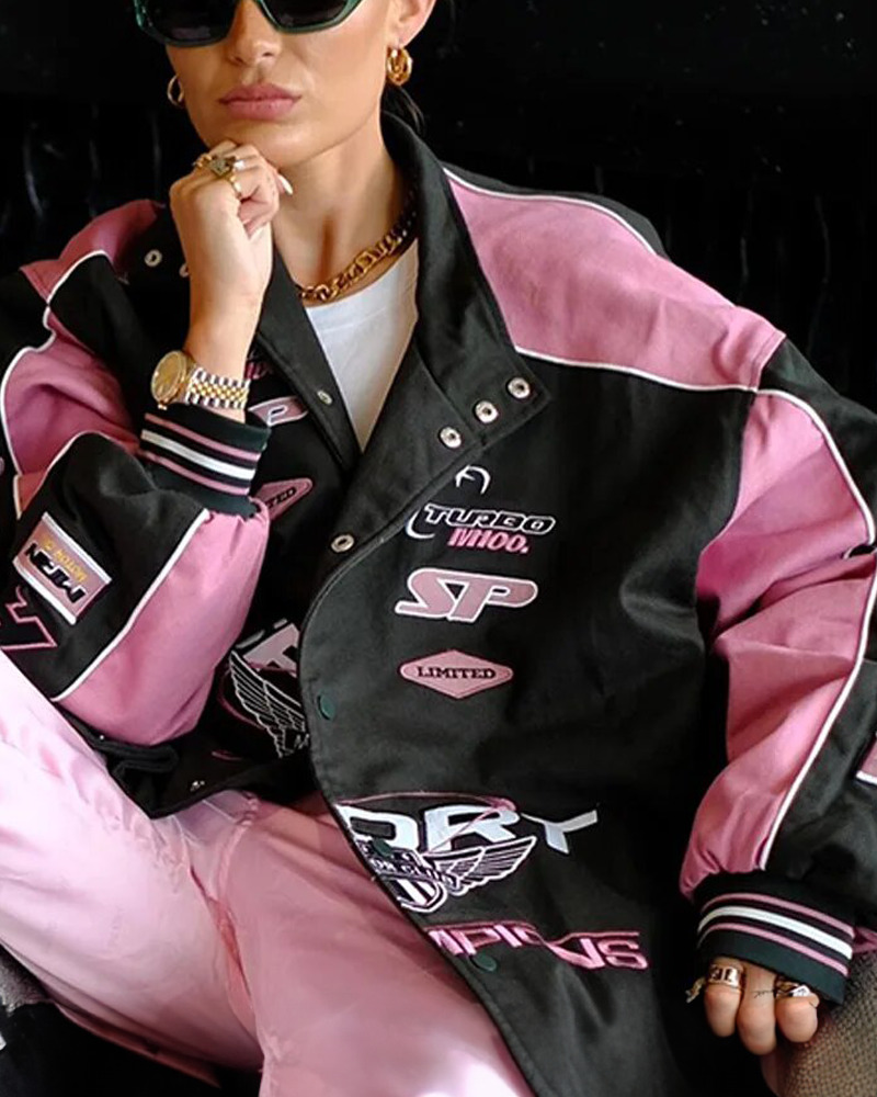 Y2K Grunge Black And Pink Racer Jacket - 90S Fashion, Retro Style, Y2K Club Outfits