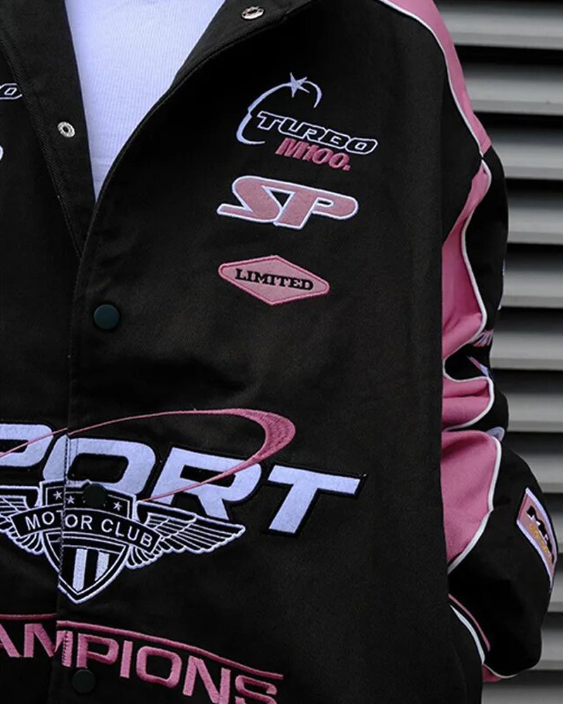 Y2K Grunge Black And Pink Racer Jacket - 90S Fashion, Retro Style, Y2K Club Outfits