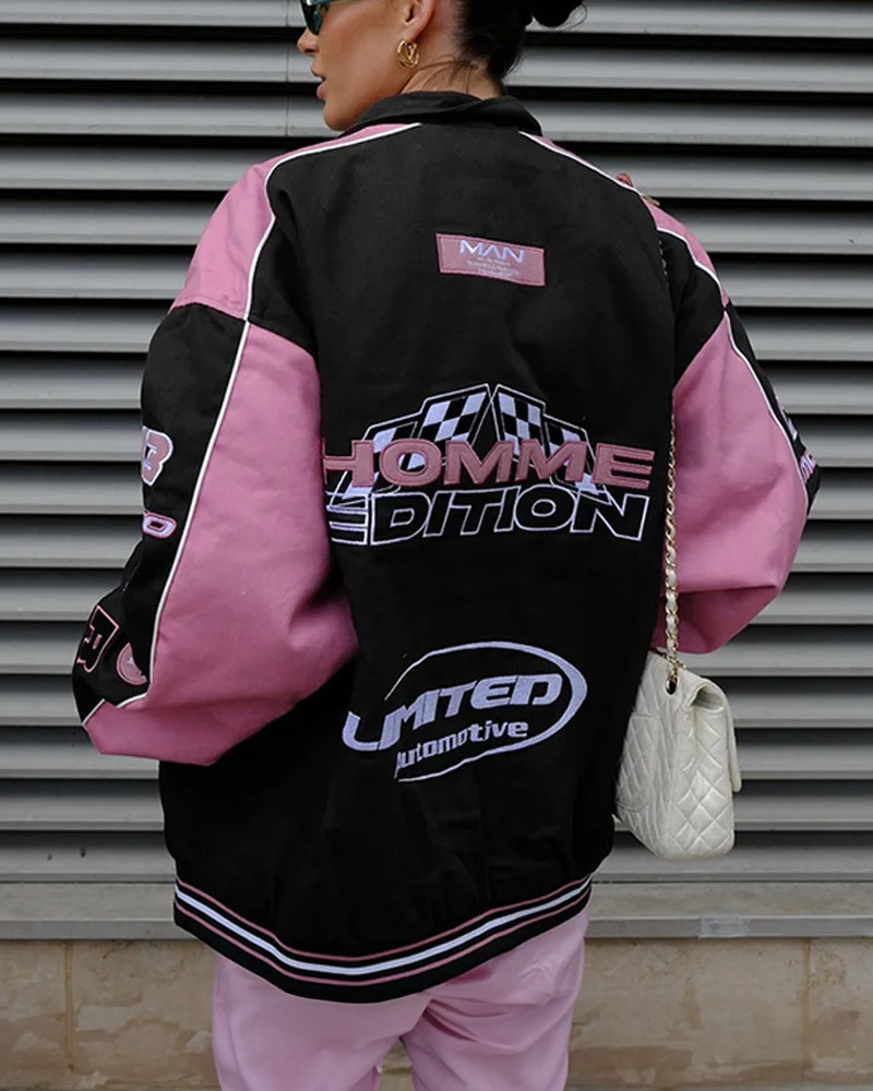 Y2K Grunge Black And Pink Racer Jacket - 90S Fashion, Retro Style, Y2K Club Outfits