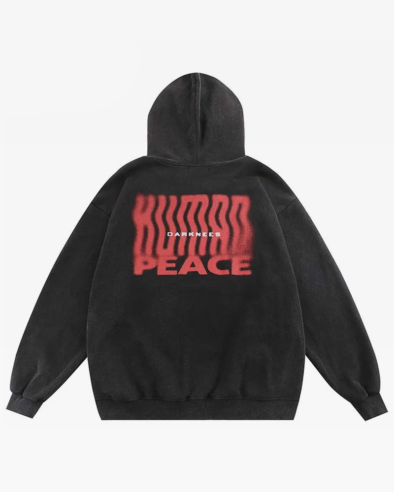Y2K Grunge Black And Red Graphic Hoodie - 90S Fashion, Retro Style, Y2K Outfits Women