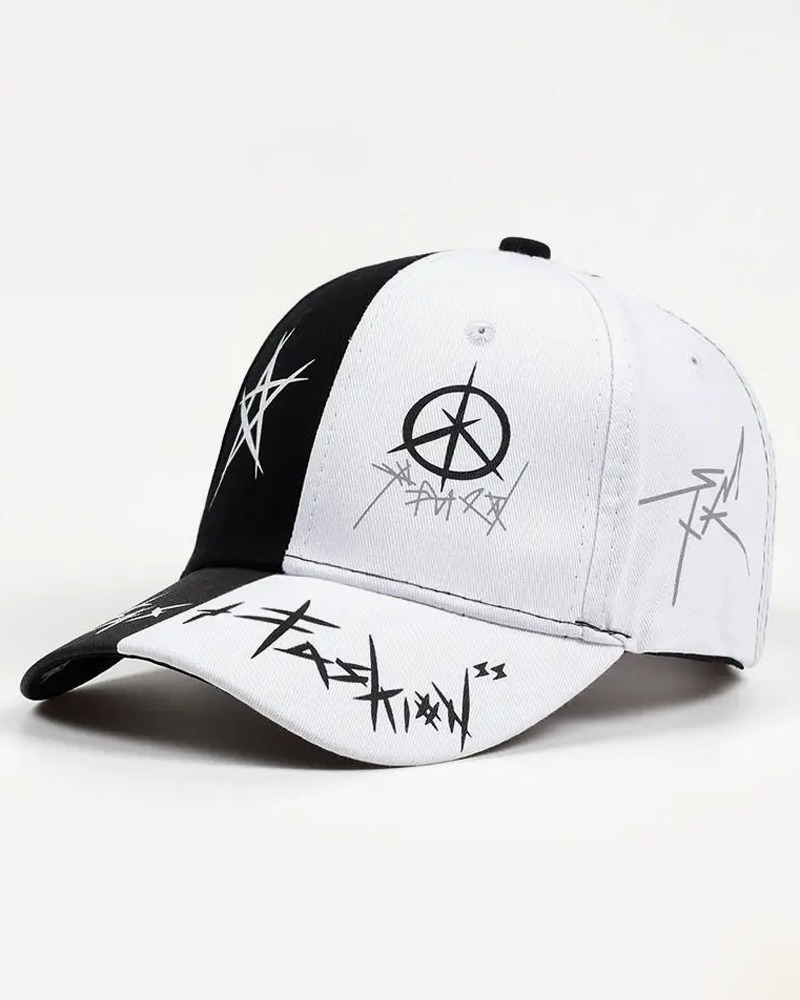 Y2K Grunge Black And White Cap - Retro 90S Fashion, Y2K Summer Outfits, And Gothic Y2K Style
