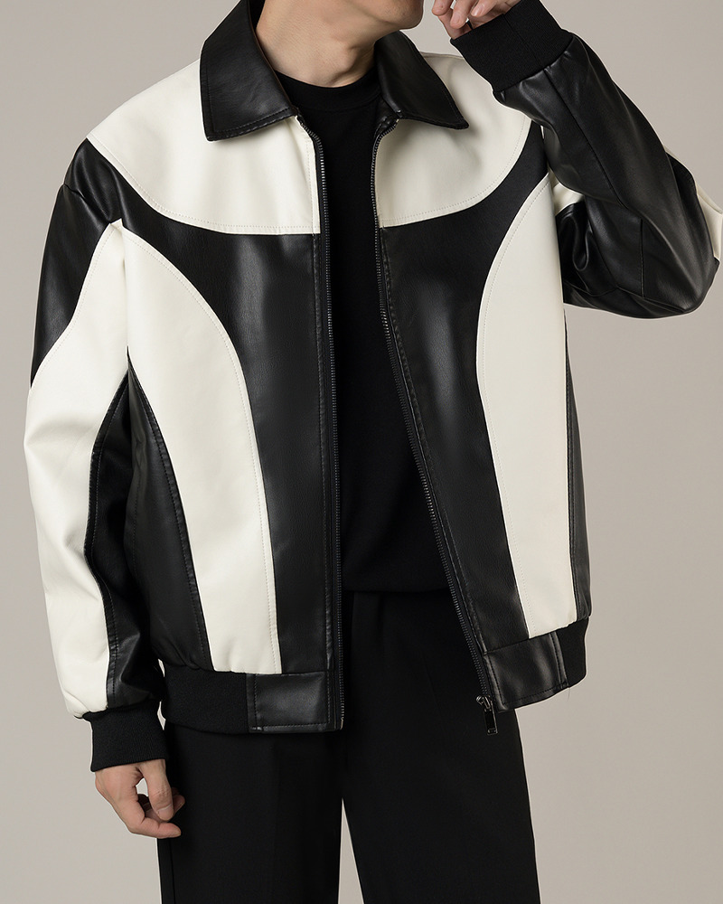 Y2K Grunge Black And White Leather Jacket - Retro 90S Fashion, Summer Y2K Outfits