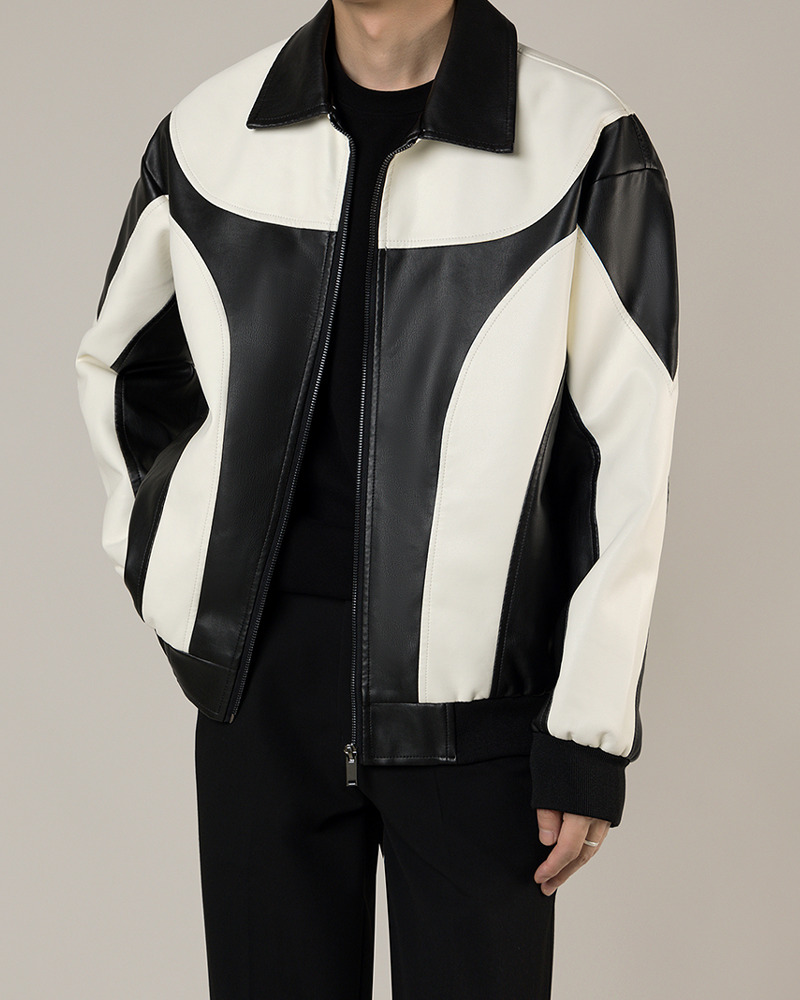 Y2K Grunge Black And White Leather Jacket - Retro 90S Fashion, Summer Y2K Outfits