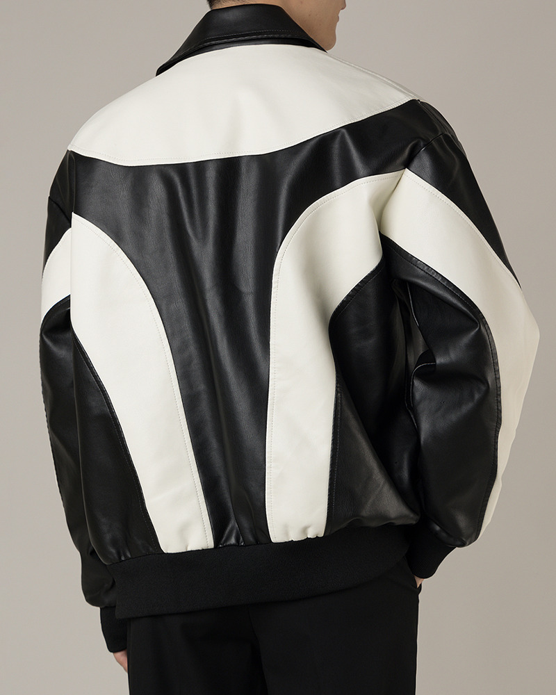 Y2K Grunge Black And White Leather Jacket - Retro 90S Fashion, Summer Y2K Outfits